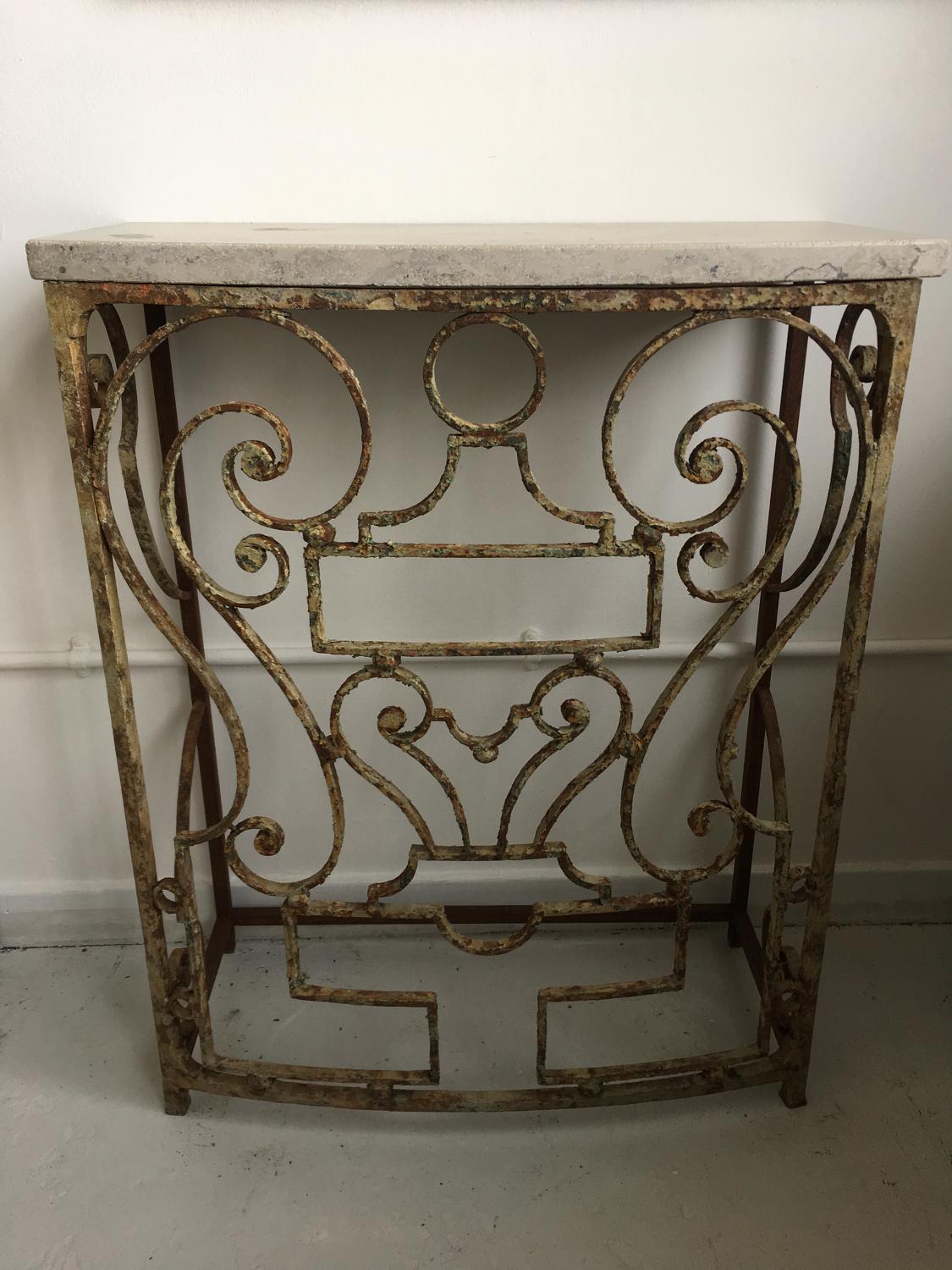 French 19th century metal console with stone top
