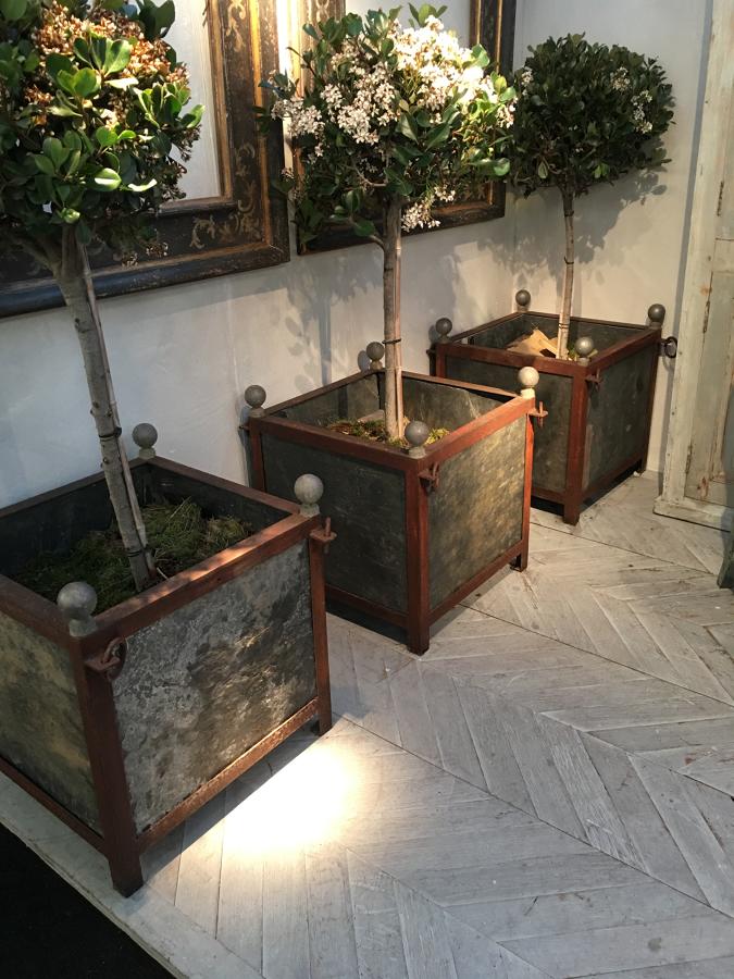 3 French 19th century Versailles planters with slate sides
