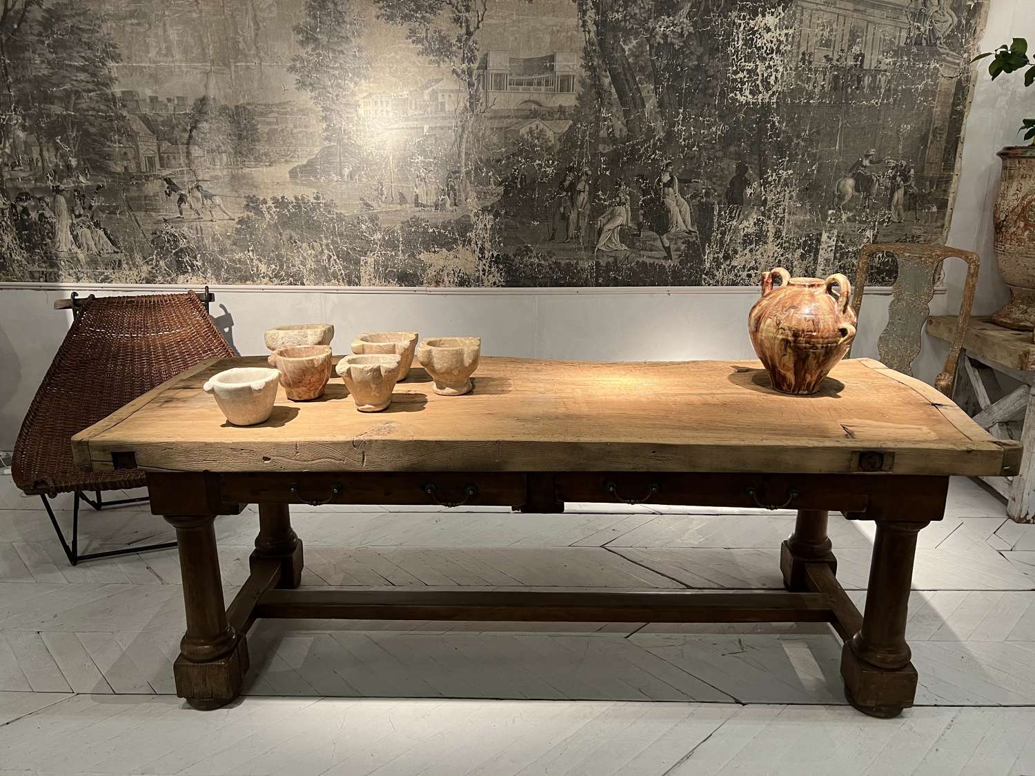 A 19th century French walnut butchers table